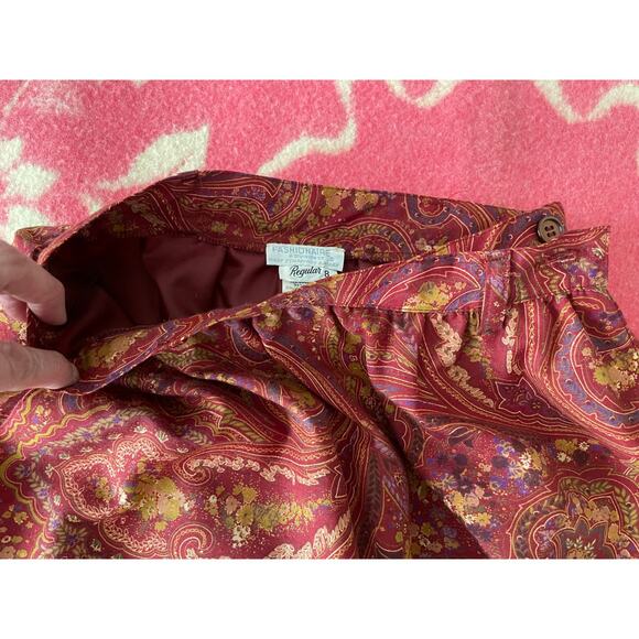 vintage Fashionaire red paisley skirt set size 8 - 10 union made in USA - Picture 10 of 11